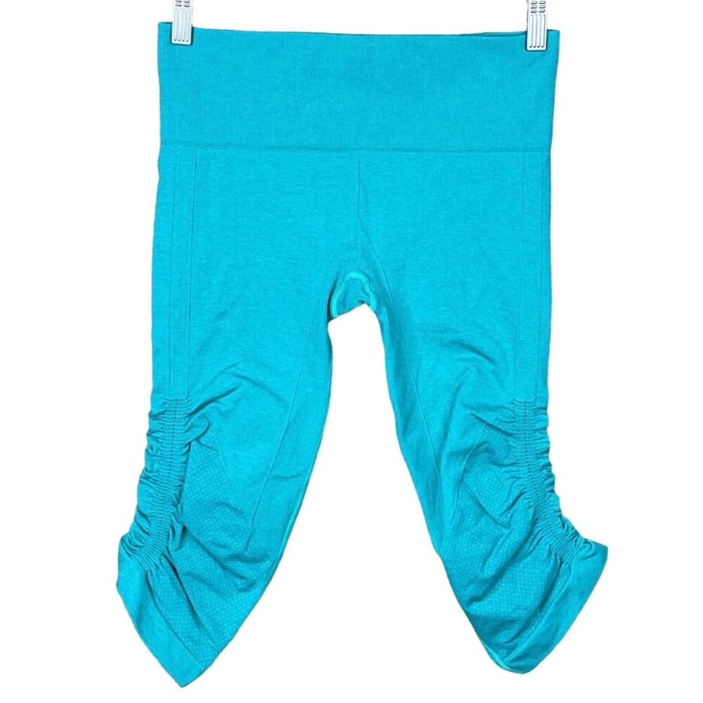 Lululemon In The Flow Crop II Leggings Heathered Blue Tropics Cosmic Teal SZ 6
